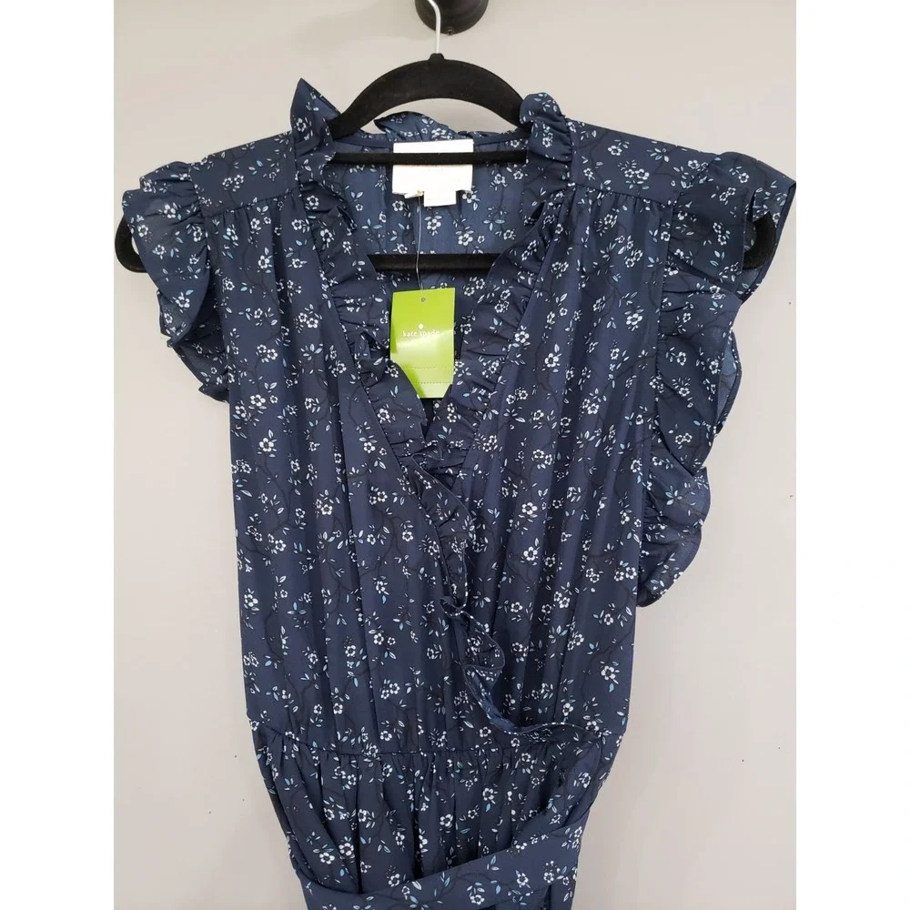 NEW Kate Spade New York Out West Wild RosE Ruffle Faux Wrap Dress Size 6 floral